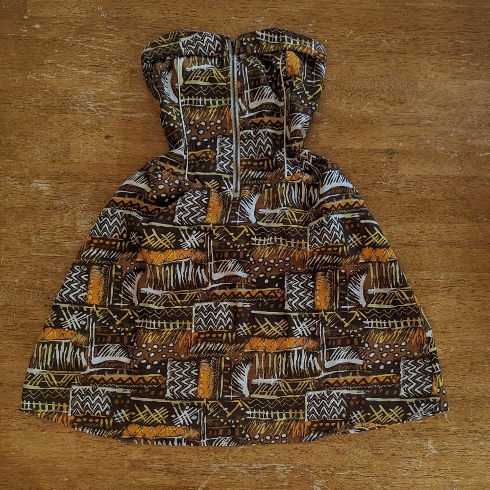 Modern urban renewal dress made in th USA using vintage fabric